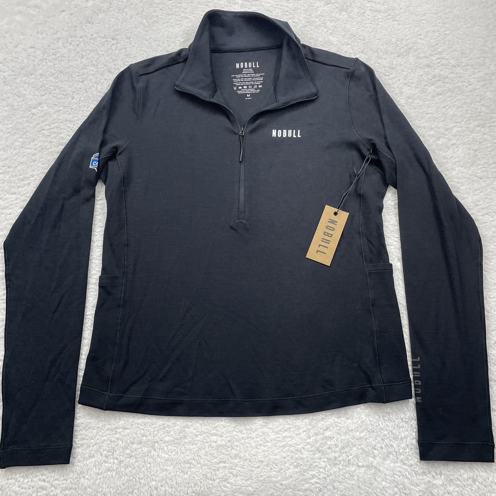 NFL Combine NOBULL Womens M Blended Merino Wool Mock Neck Long Sleeve Black‎ NWT